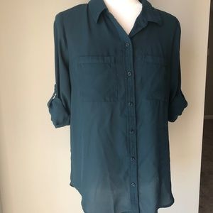 Apt. 9 Button-down Hunter Green Blouse